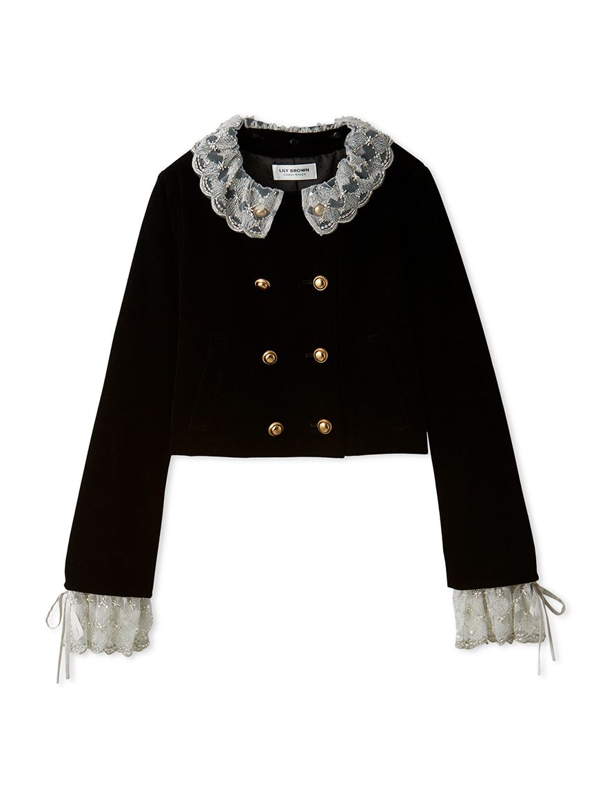 L.B CANDY STOCK]スカラップビジューアタッチドジャケット L.B CANDY STOCK]スカラップビジューアタッチドジャケット