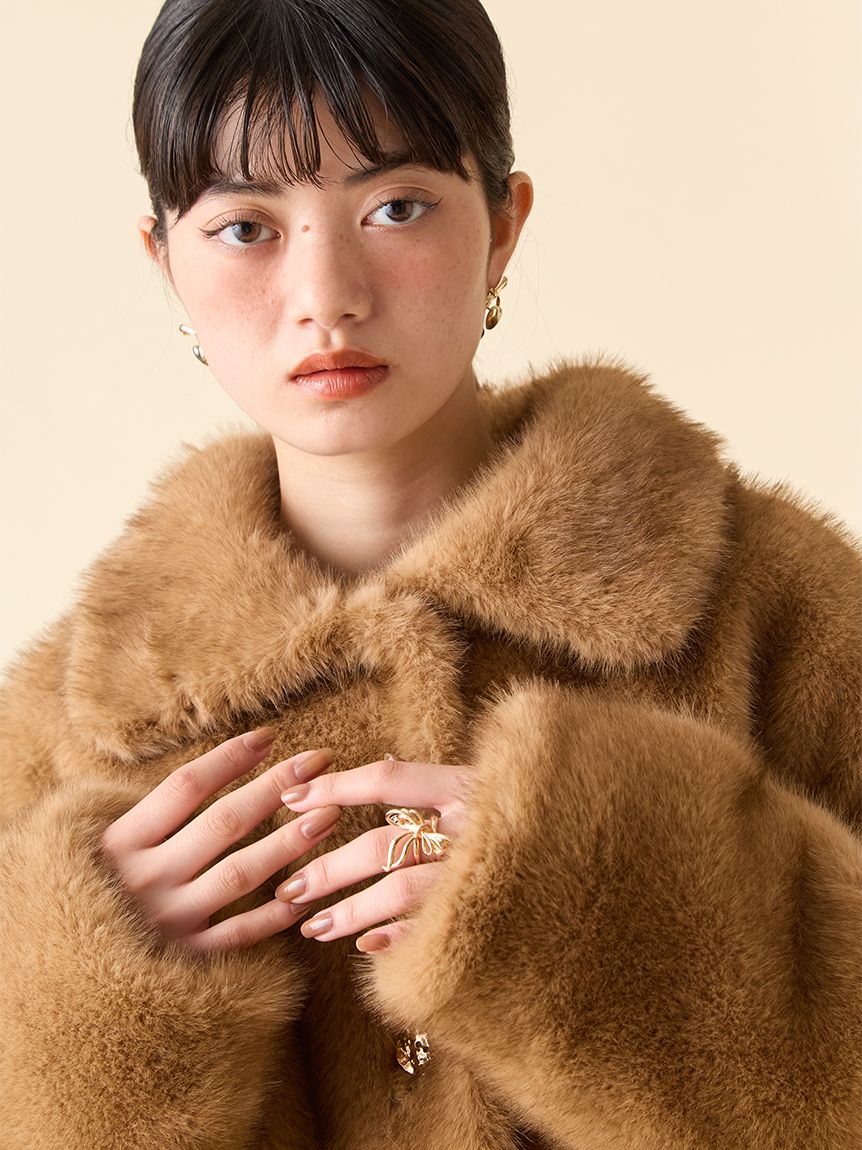 LiLiRena エコファーショートコート LILY BROWN（リリーブラウン）の「バリエエコファーコート