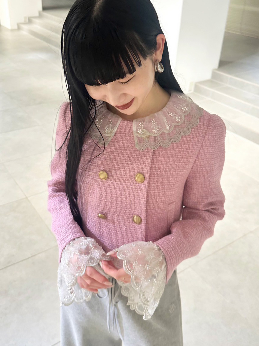 【ESCADA】エスカーダ　ビジューリボン　ジャケット　34　定価295900円 ESCADA】エスカーダ ビジューリボン ジャケット 34 定価295900円