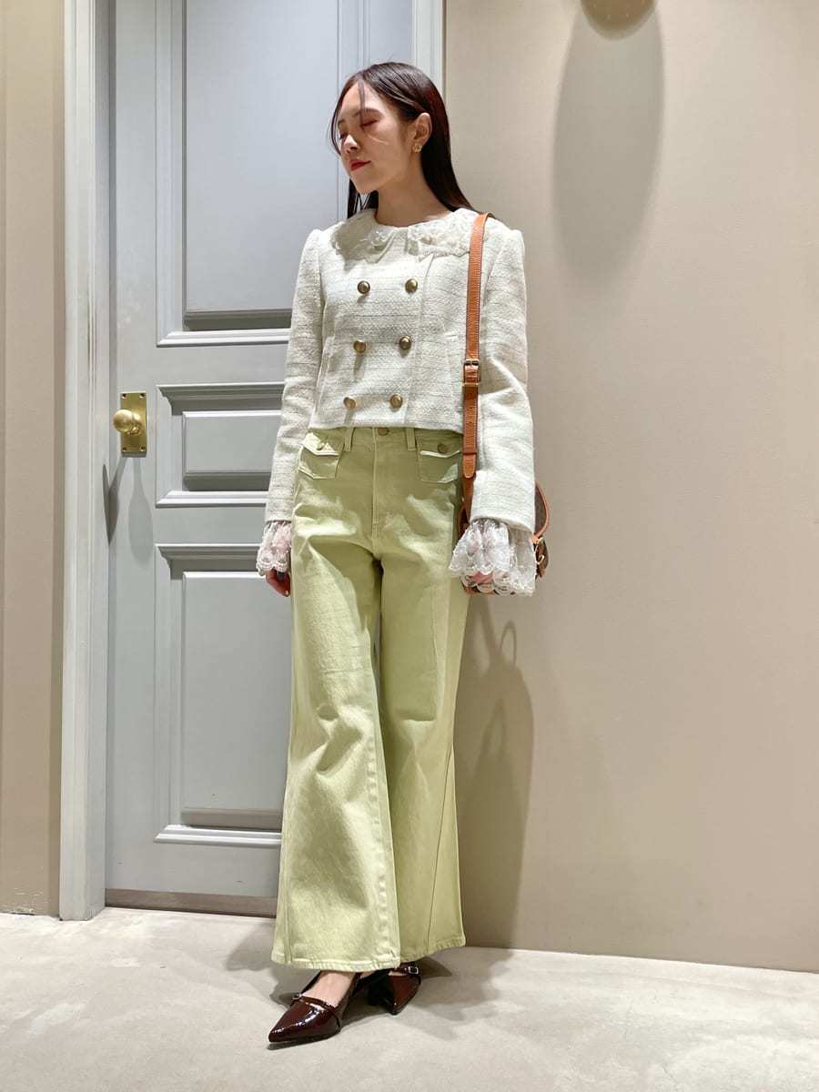 るん Lily Brown アタッチドレースカラーダブル JK LILY BROWN（リリーブラウン）の「アタッチドレースカラーダブルJK
