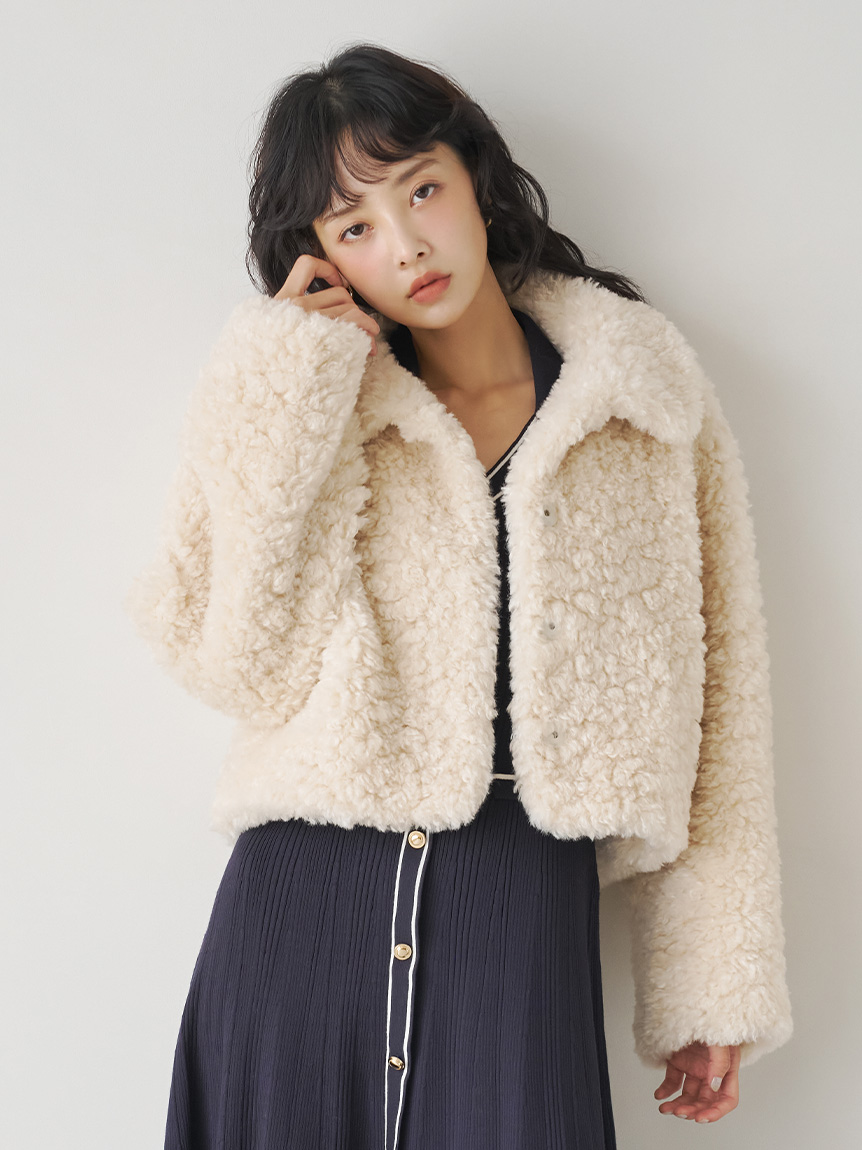 限定カラー】2wayバリエファーショートコート(ファーアウター)｜OUTER