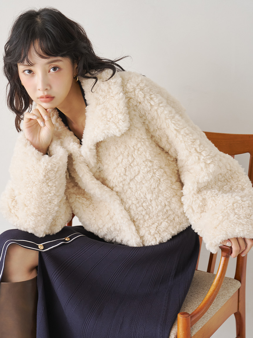 限定カラー】2wayバリエファーショートコート(ファーアウター)｜OUTER