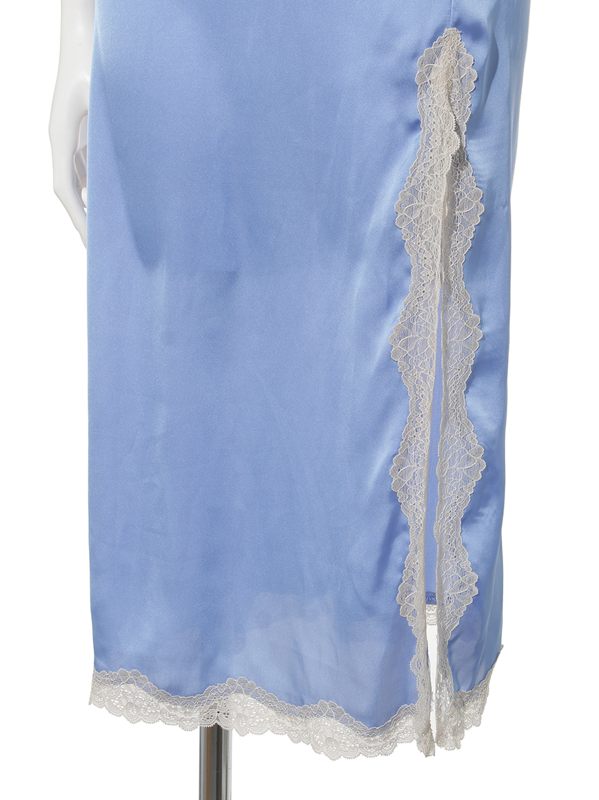 LILY BROWN Lingerie】サテンレース サイドスリットキャミワンピース