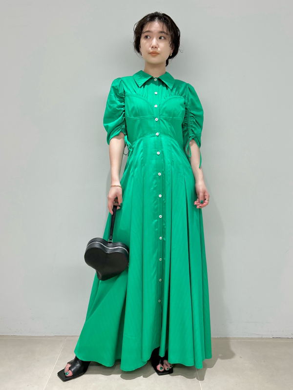 Lily brownギャザー ディティール シャツ ワンピース - ファッション