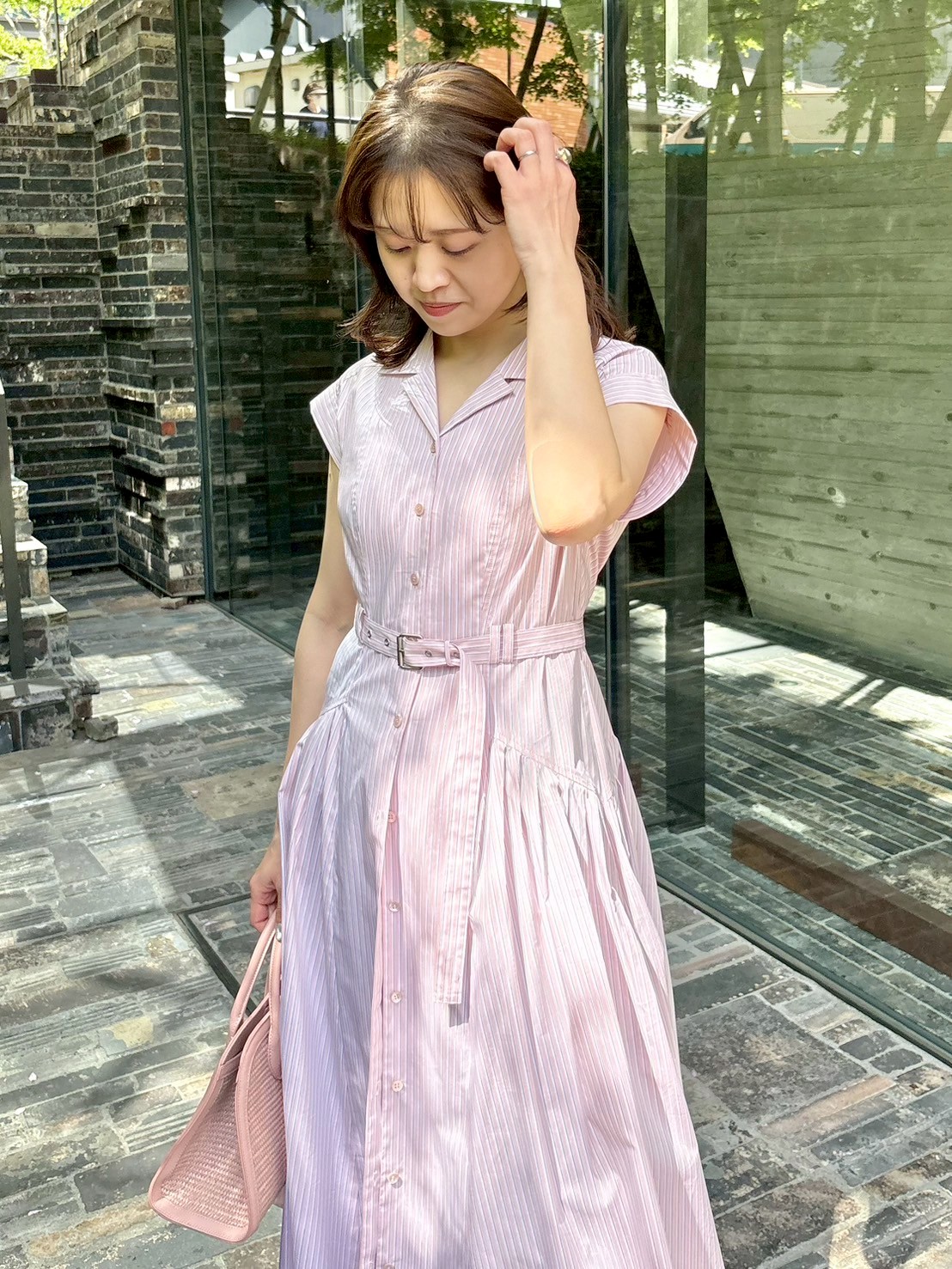 LILY BROWN（リリーブラウン）の「シャツコンビワンピース