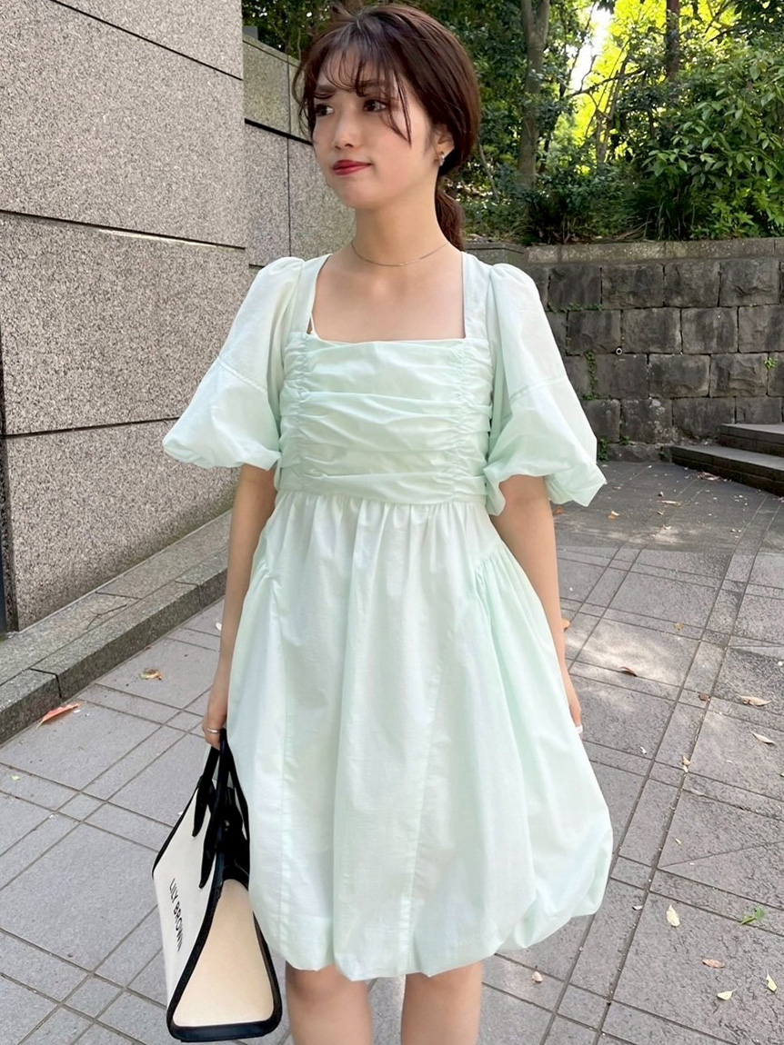 パフスリーブバルーンミニワンピース(ミニワンピース