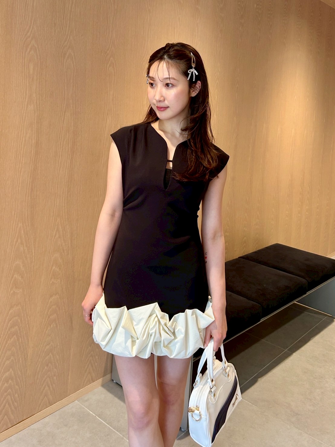 LILY BROWN バブルヘムストレッチミニワンピース0 バブルヘムストレッチミニワンピース(ミニワンピース