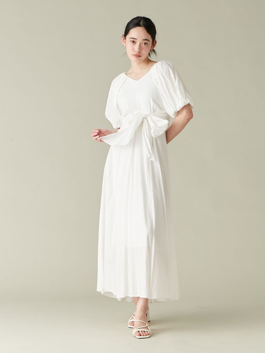 美品 ブラミンク バックリボン ボリュームスリーブ 半袖 ロング
