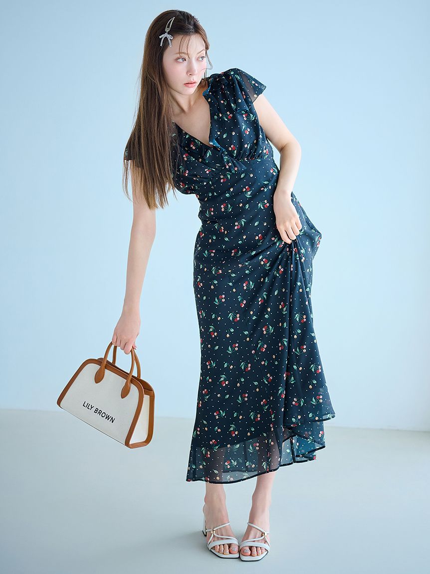 今期 美品【LILY BROWN】フェザーシフォンレイヤードワンピース