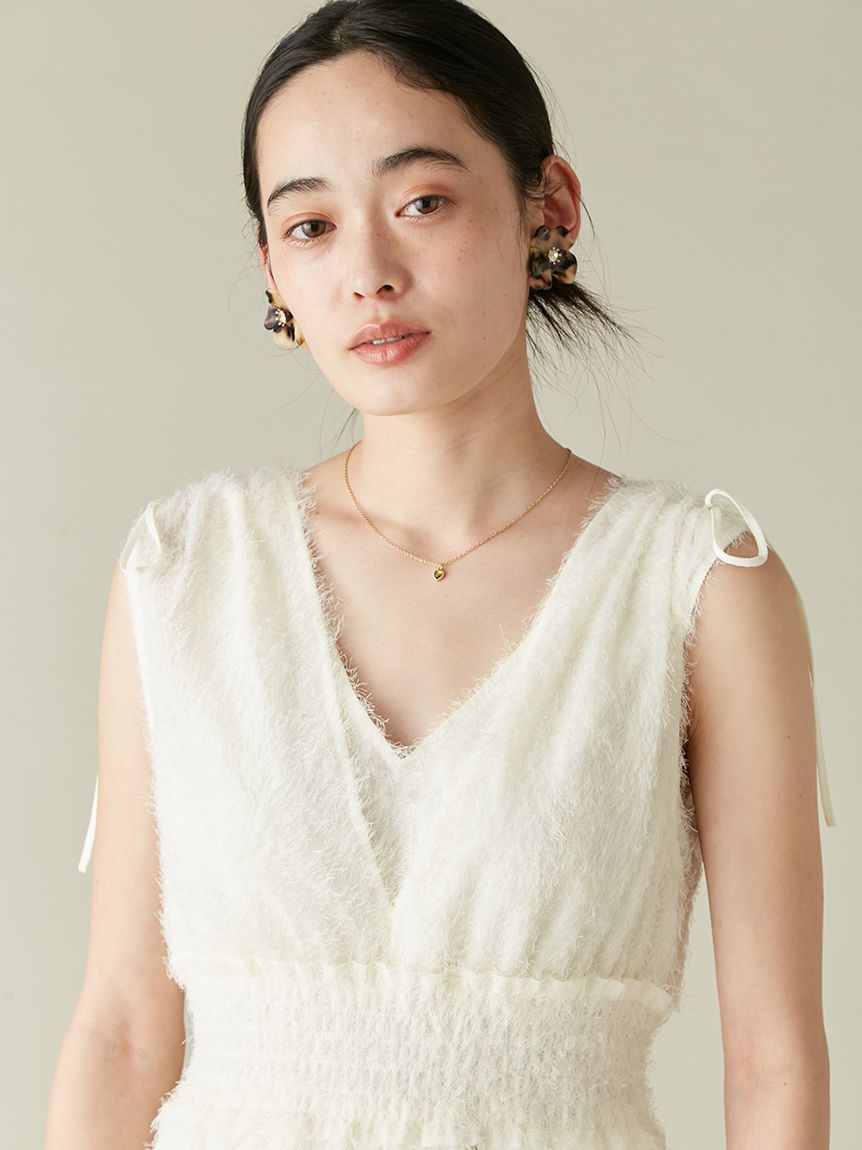 WEB限定00サイズ】フリンジジャガードシャーリングワンピース WEB限定00サイズ】フリンジジャガードシャーリングワンピース