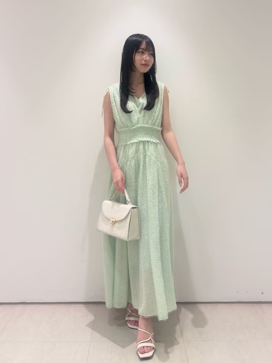 WEB限定00サイズ】フリンジジャガードシャーリングワンピース