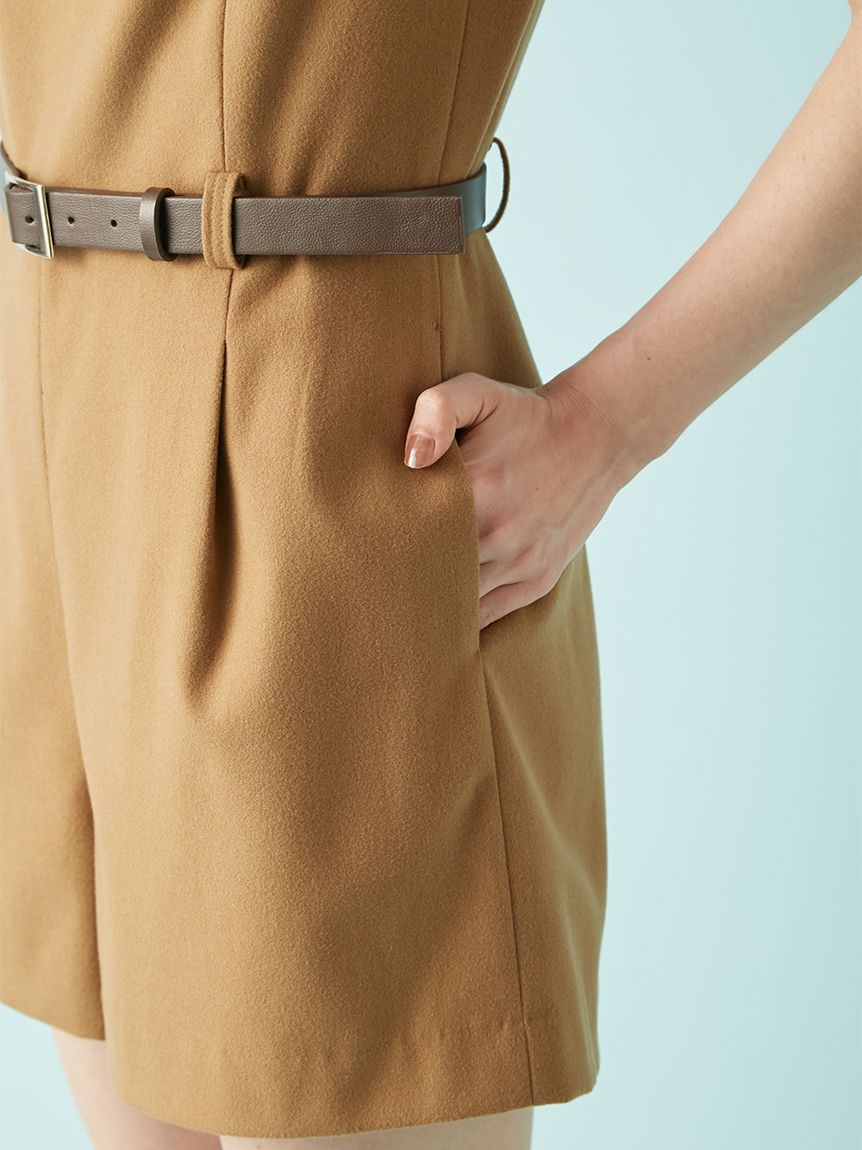 リリーブラウン ベルト付きミニロンパース チェック 0サイズ ベルト付きミニロンパース(オールインワン)｜ワンピース｜LILY