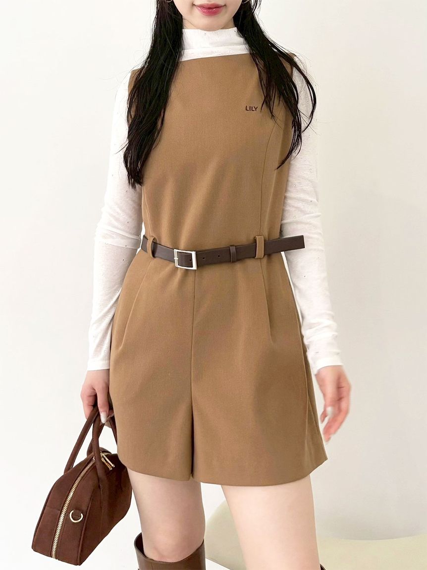 ベルト付きミニロンパース(オールインワン)｜ワンピース｜LILY BROWN
