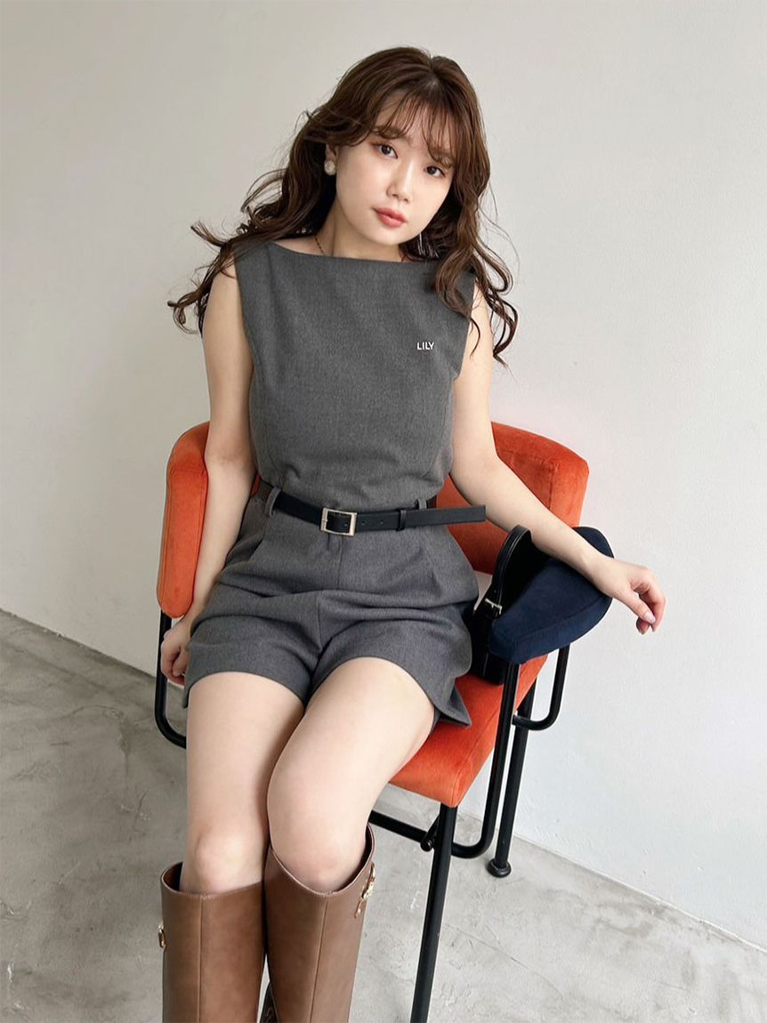 lilybrown♡ロンパース LILY BROWN オールインワン ベルト付きミニロンパース