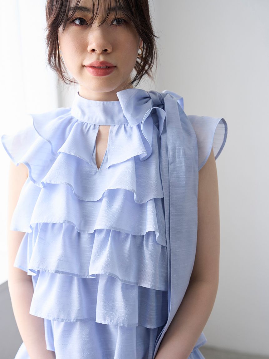 リリーブラウン　フリルボウタイミニドレス LILY BROWN｜フリルボウタイミニドレス | Rakuten Fashion(楽天