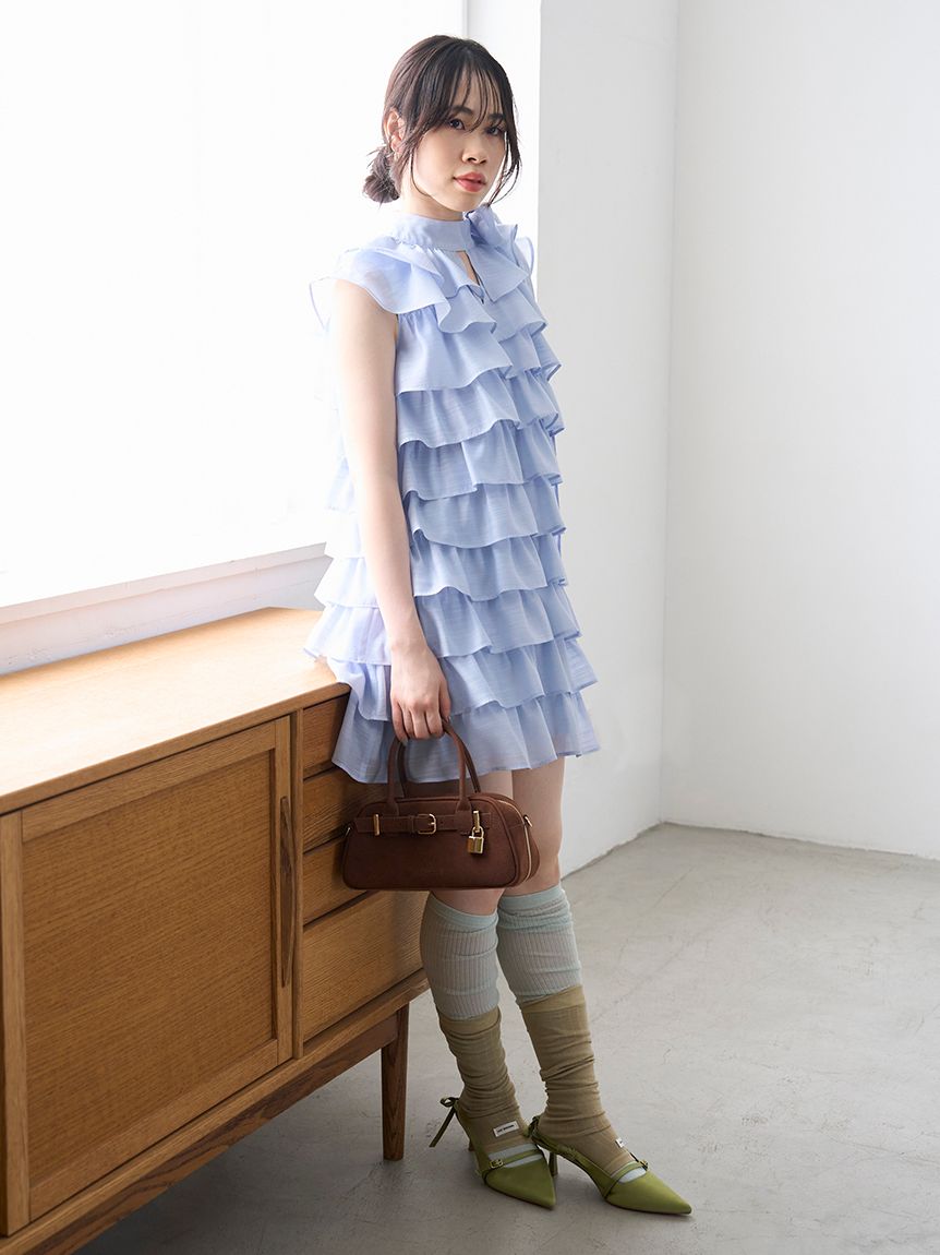 フリルボウタイミニドレス(ミニワンピース)｜ワンピース｜LILY