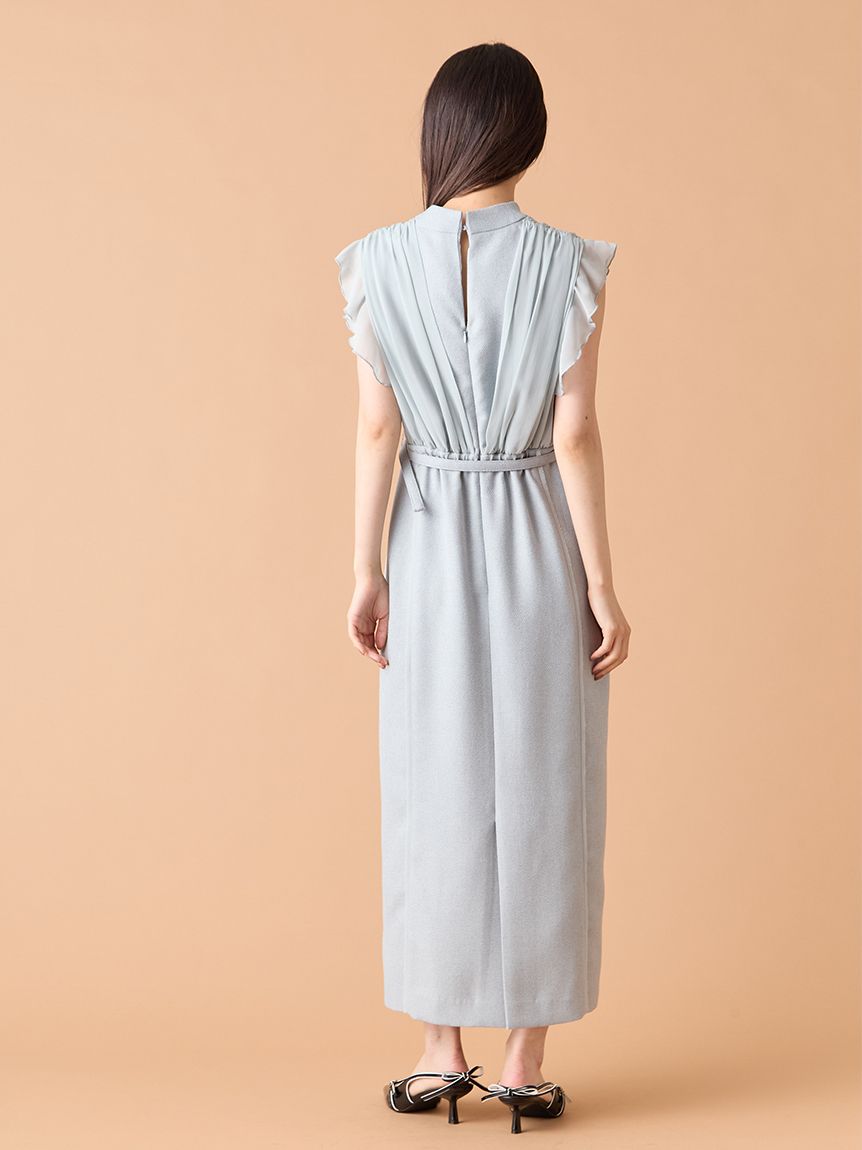 【未使用タグ付き】LILY BROWN フェザーシフォンレイヤードワンピース 今期 美品【LILY BROWN】フェザーシフォンレイヤードワンピース