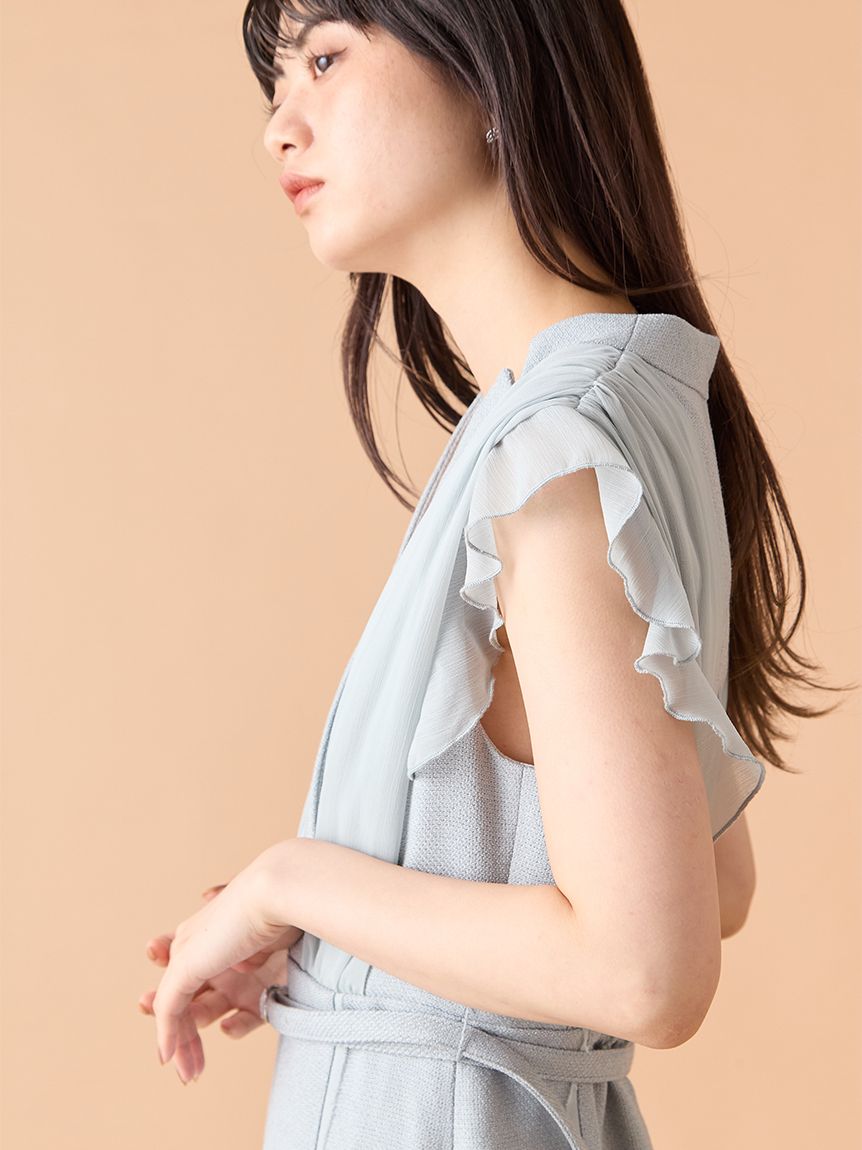 シフォンレイヤードツイードワンピース(マキシ・ロングワンピース