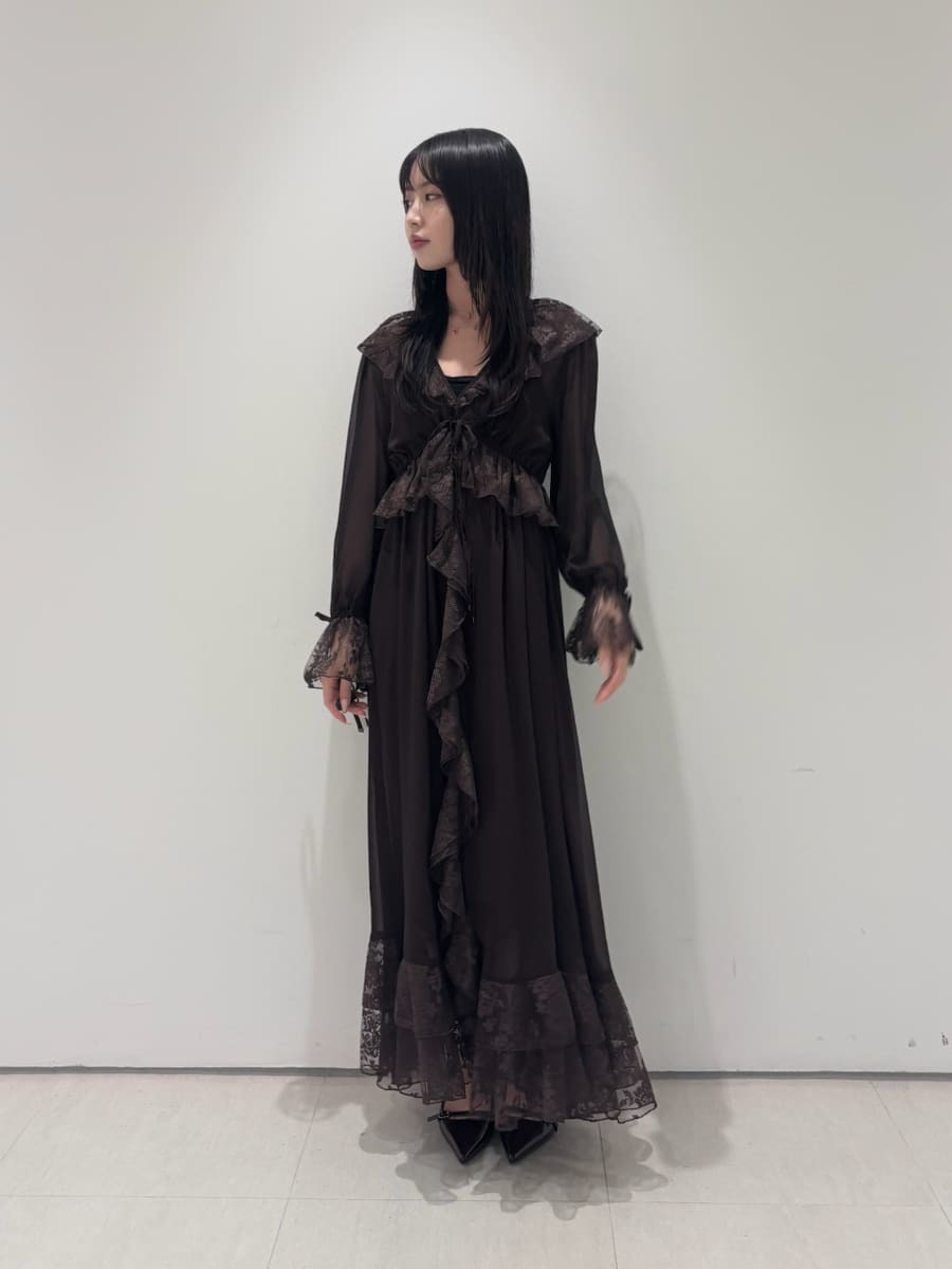 レースフリルシフォンワンピース(マキシ・ロングワンピース