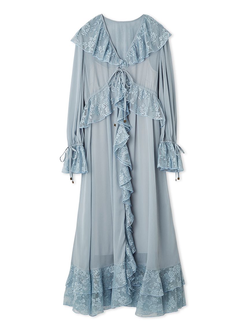 レースフリルシフォンワンピース(マキシ・ロングワンピース