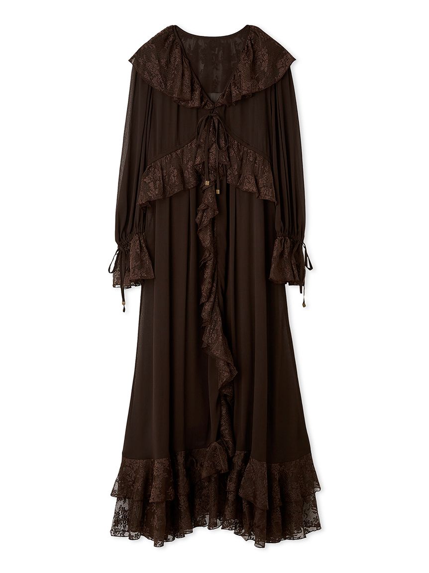 レースフリルシフォンワンピース(マキシ・ロングワンピース
