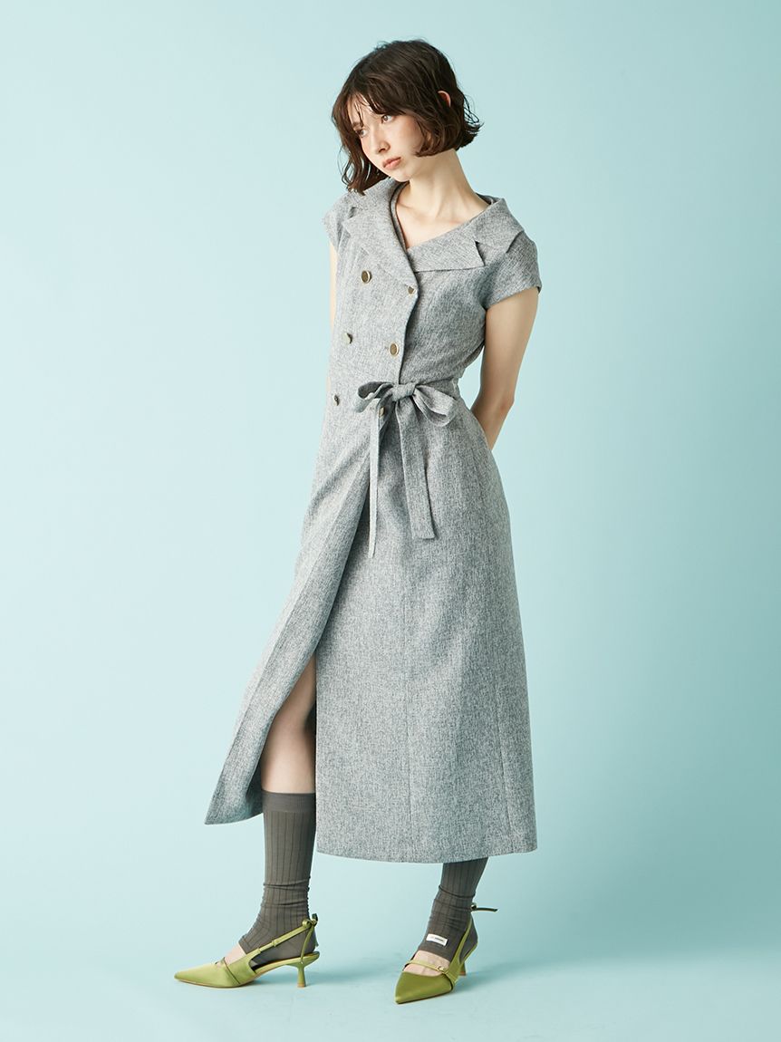 デコルテレイヤードトレンチワンピース(マキシ・ロングワンピース