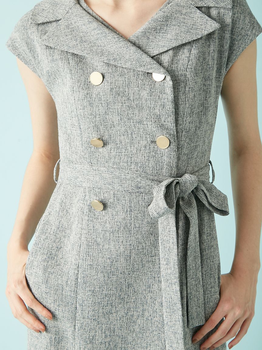 デコルテレイヤードトレンチワンピース(マキシ・ロングワンピース  