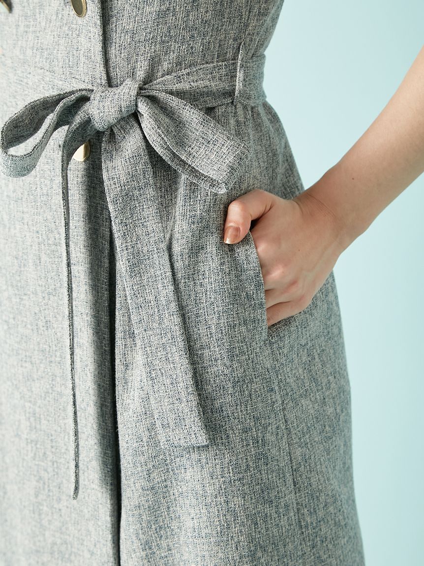 デコルテレイヤードトレンチワンピース(マキシ・ロングワンピース