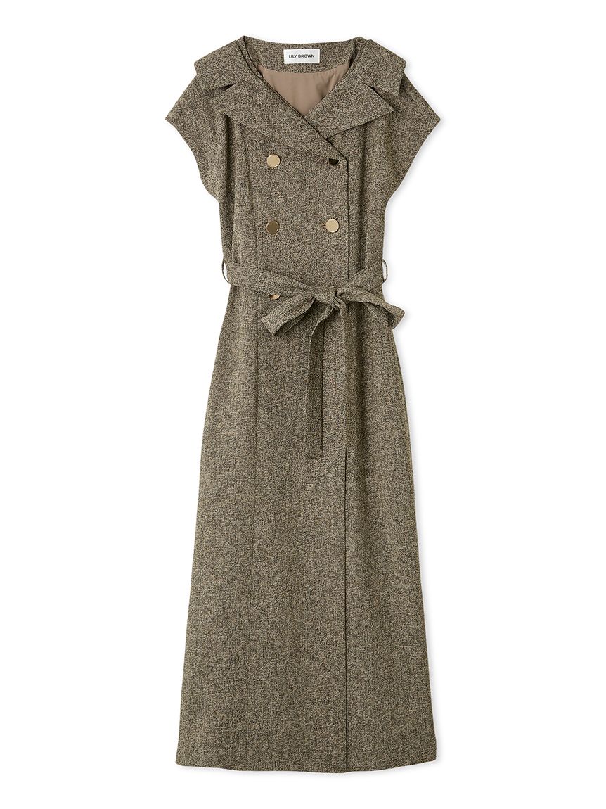 デコルテレイヤードトレンチワンピース(マキシ・ロングワンピース