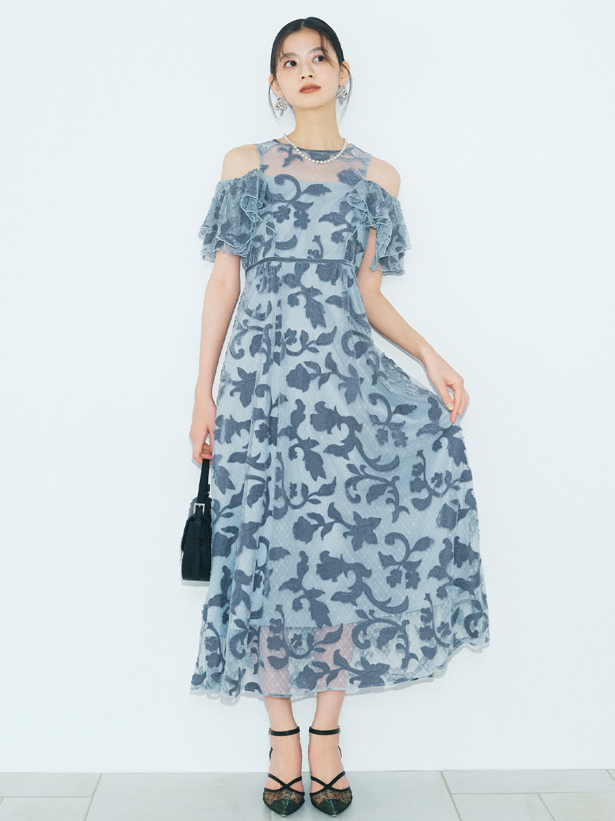 オーナメント2wayベロアドレス(マキシ・ロングワンピース)｜ワンピース