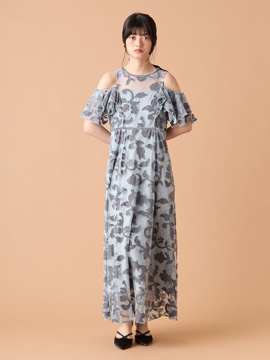 オーナメント2wayベロアドレス(マキシ・ロングワンピース)｜ワンピース