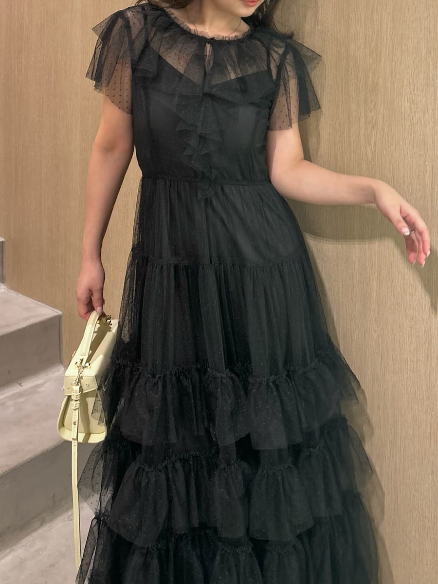 トレフルプラスワン　チュールニット　ブラウン チュールティアードドレス(ドレス)｜ワンピース｜LILY BROWN