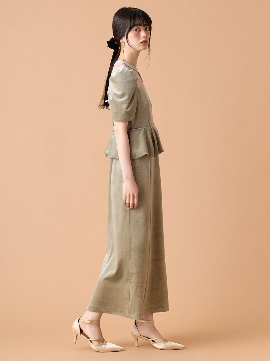 新品新作　リリーブラウン ペプラムベロアドレス ペプラムベロアドレス(マキシ・ロングワンピース)｜ワンピース