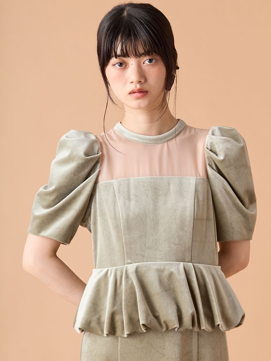 新品新作　リリーブラウン ペプラムベロアドレス リリーブラウン LILY BROWN ペプラムベロアドレス （BLK