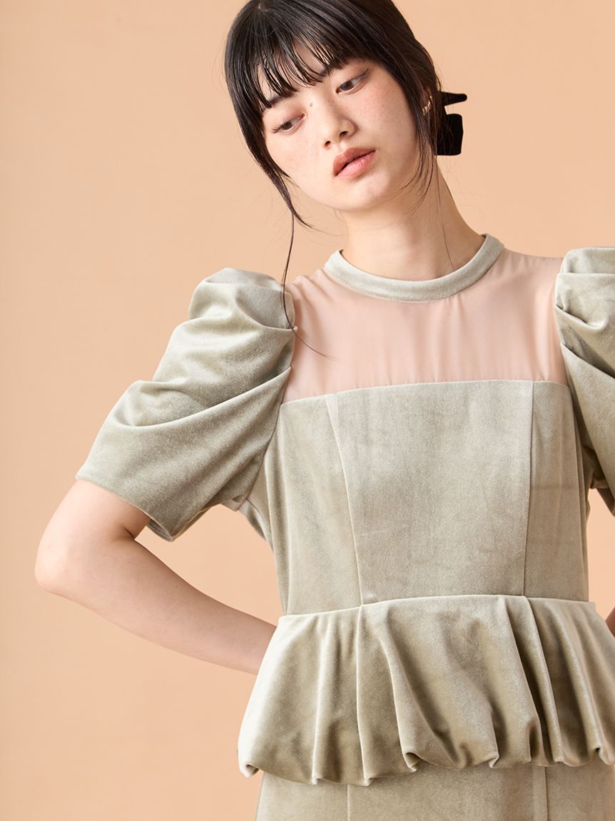 新品新作　リリーブラウン ペプラムベロアドレス ペプラムベロアドレス(マキシ・ロングワンピース)｜ワンピース