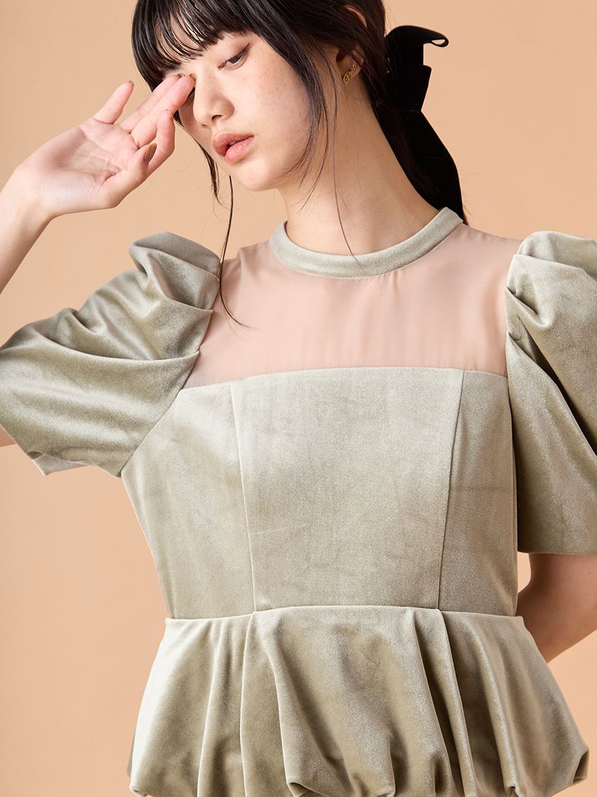 ペプラムベロアドレス(マキシ・ロングワンピース)｜ワンピース