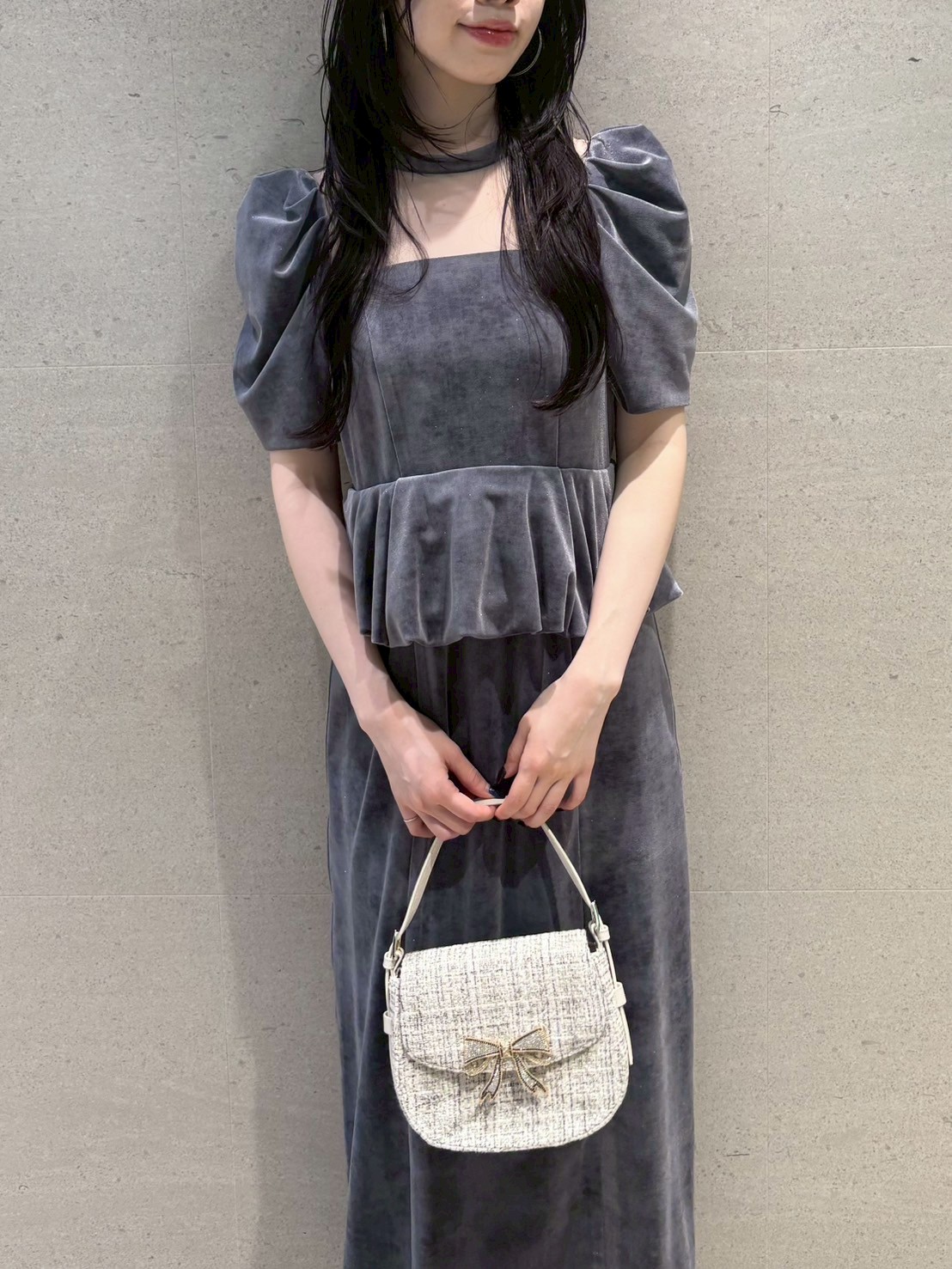 新品新作　リリーブラウン ペプラムベロアドレス ペプラムベロアドレス(マキシ・ロングワンピース)｜ワンピース