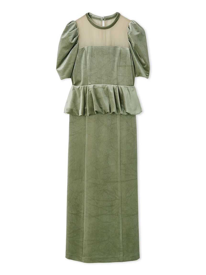 ペプラムベロアドレス(マキシ・ロングワンピース)｜ワンピース