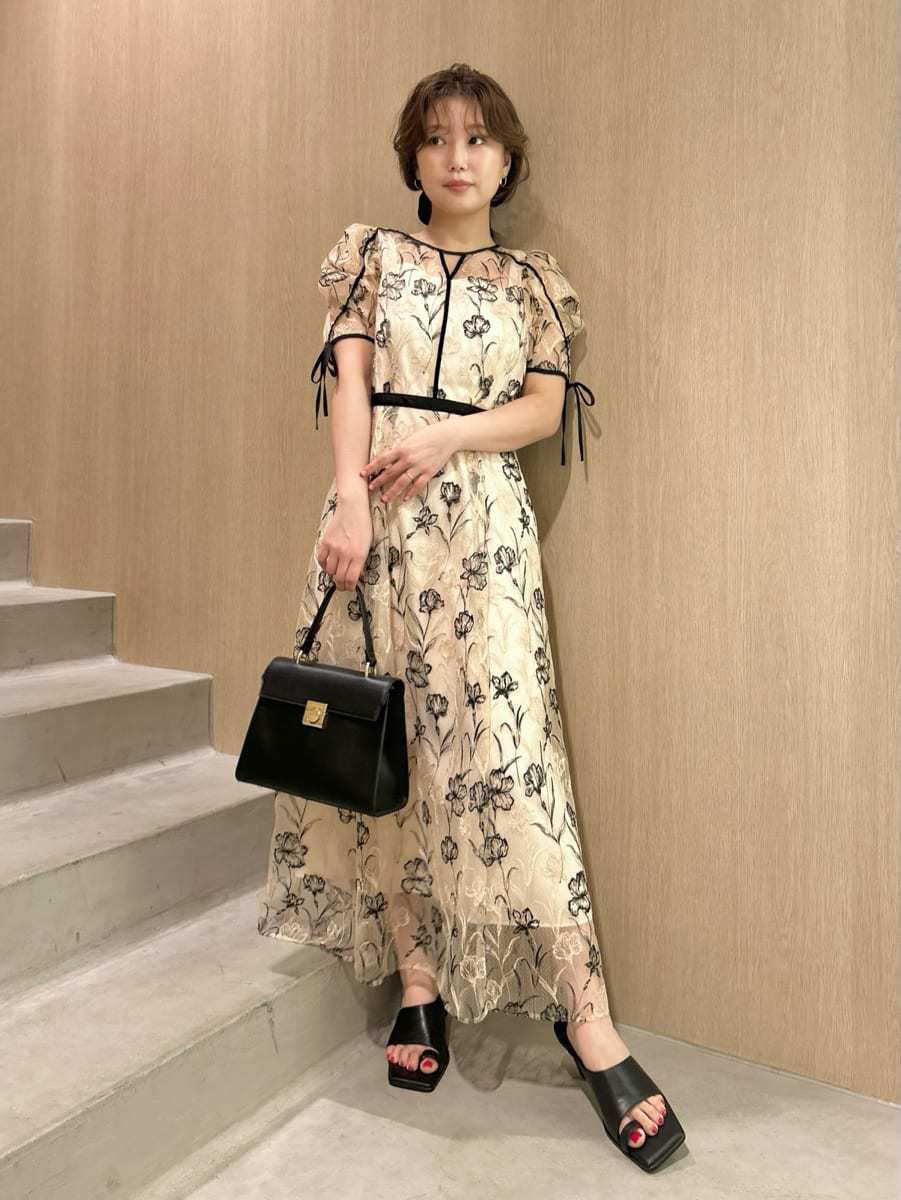 LILY BROWN ドレス LilyBrown リリーブラウン レーススイッチングドレス ブラック/S