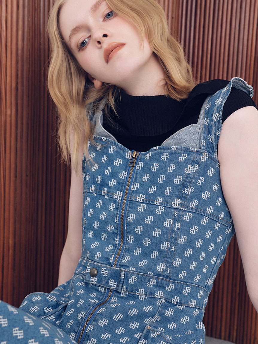 底値です！LILY BROWN♡デニムワンピ コルセットディテールデニムワンピース(マキシ・ロング
