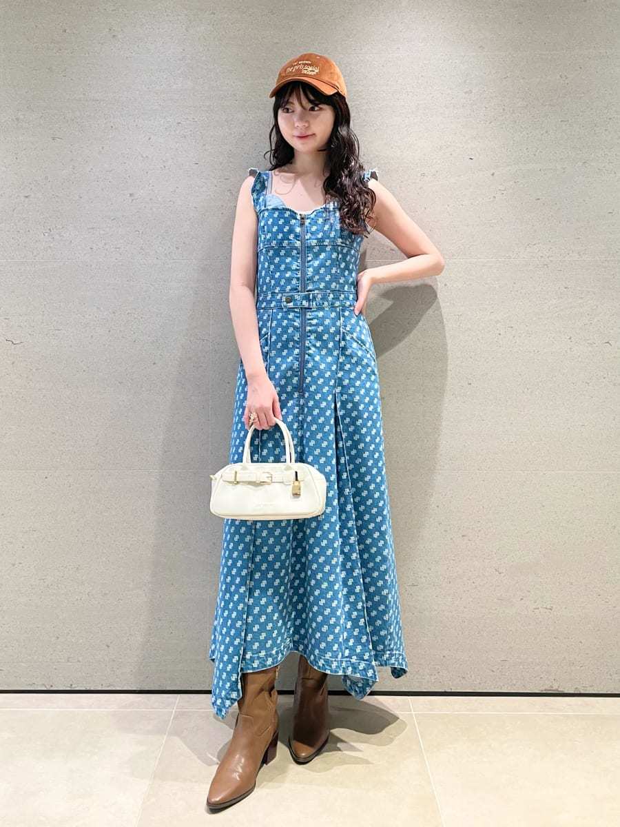 コルセットディテールデニムワンピース(マキシ・ロング