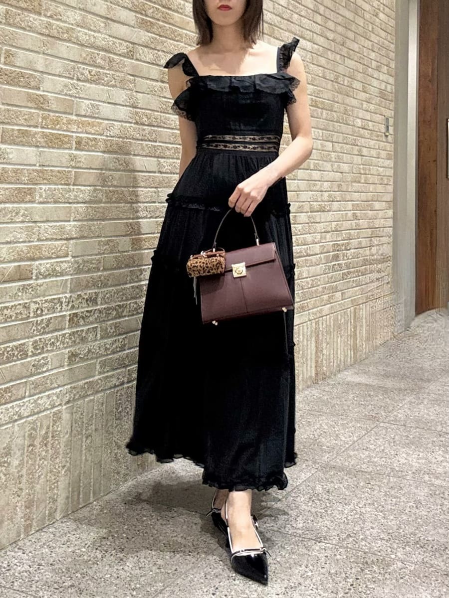 【新品】LILY BROWN ティアードフリルキャミワンピース BLK 0 リリーブラウン LILY BROWN ティアードフリルキャミワンピース