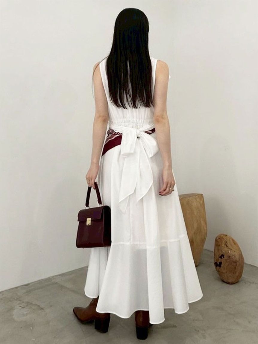 新LILY BROWNリリーブラウン生成りレース 袖フリルチュニックワンピース ラッフルフリルティアードシャツワンピ―ス(マキシ・ロング