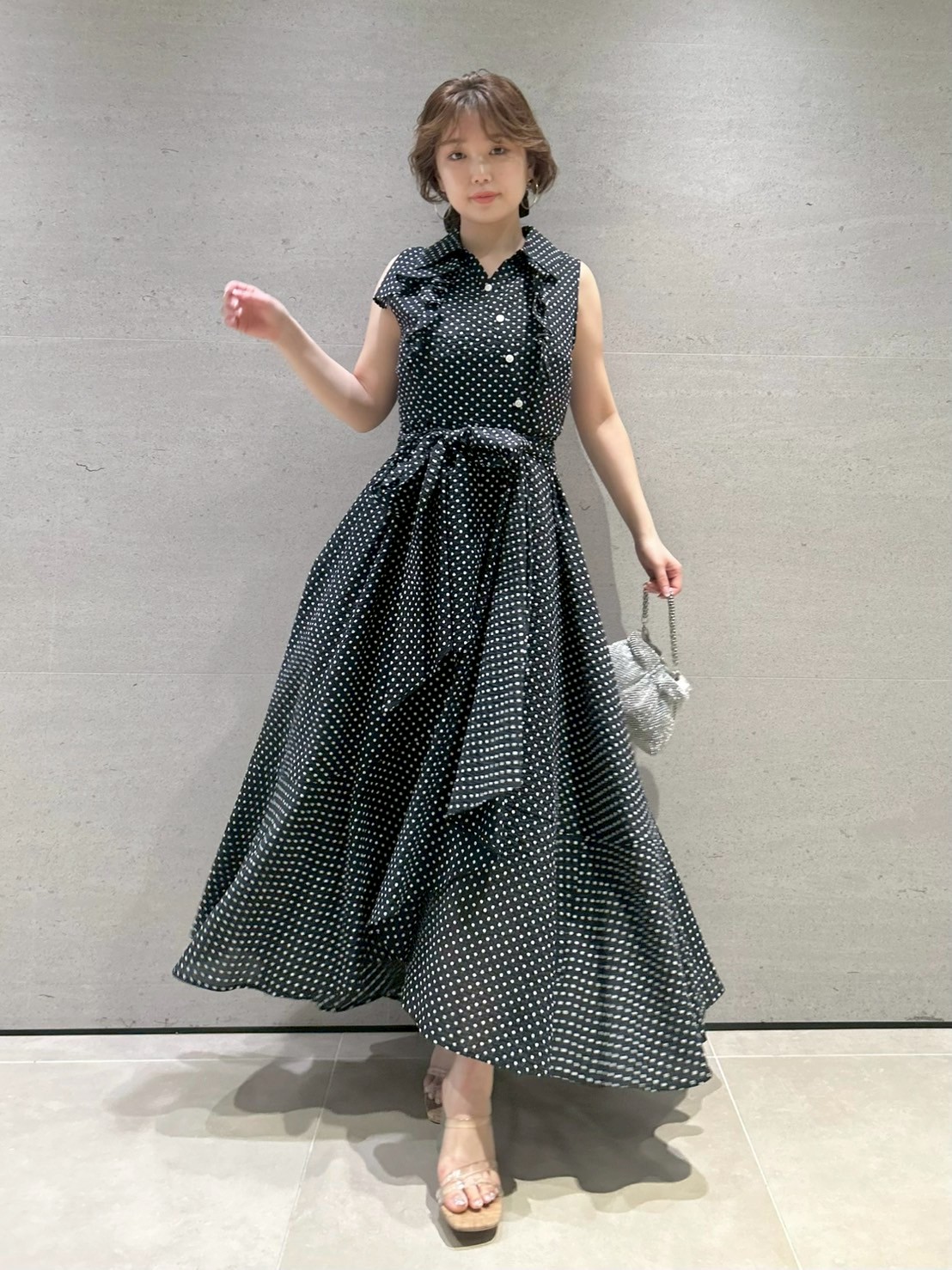 【picone×COO☆】Lillyワンピース ラッフルフリルティアードシャツワンピ―ス(マキシ・ロング