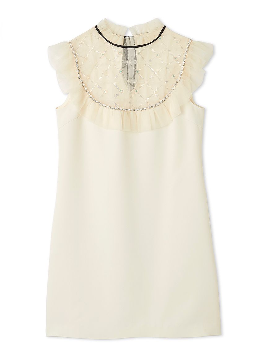 リリーブラウンCANDYSTOCKAラインビジューミニワンピース L.B CANDY STOCK]チュールドッキングビジューミニワンピース