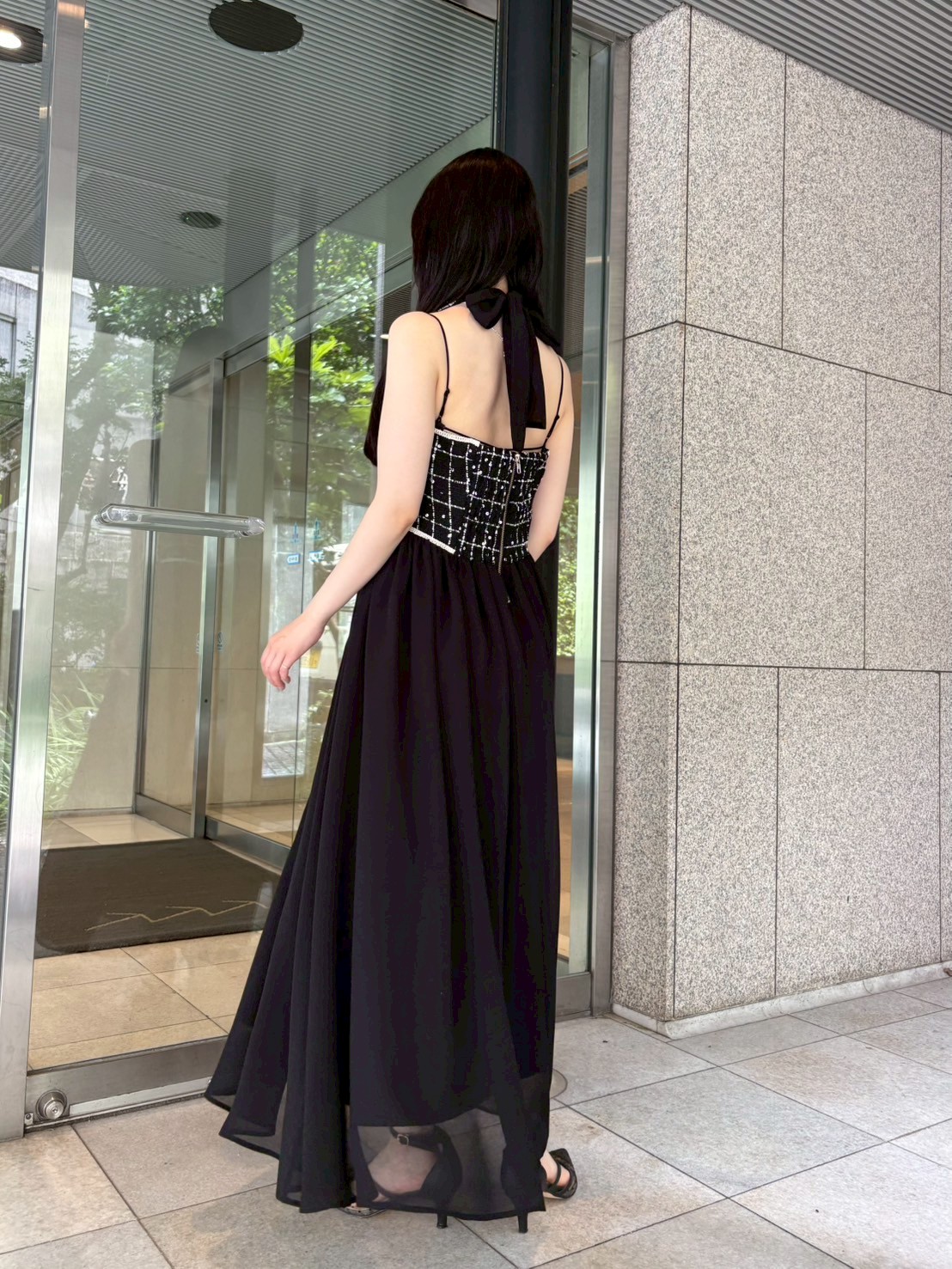 WEB限定カラー】[L.B CANDY STOCK]ツイードコンビホルターネック