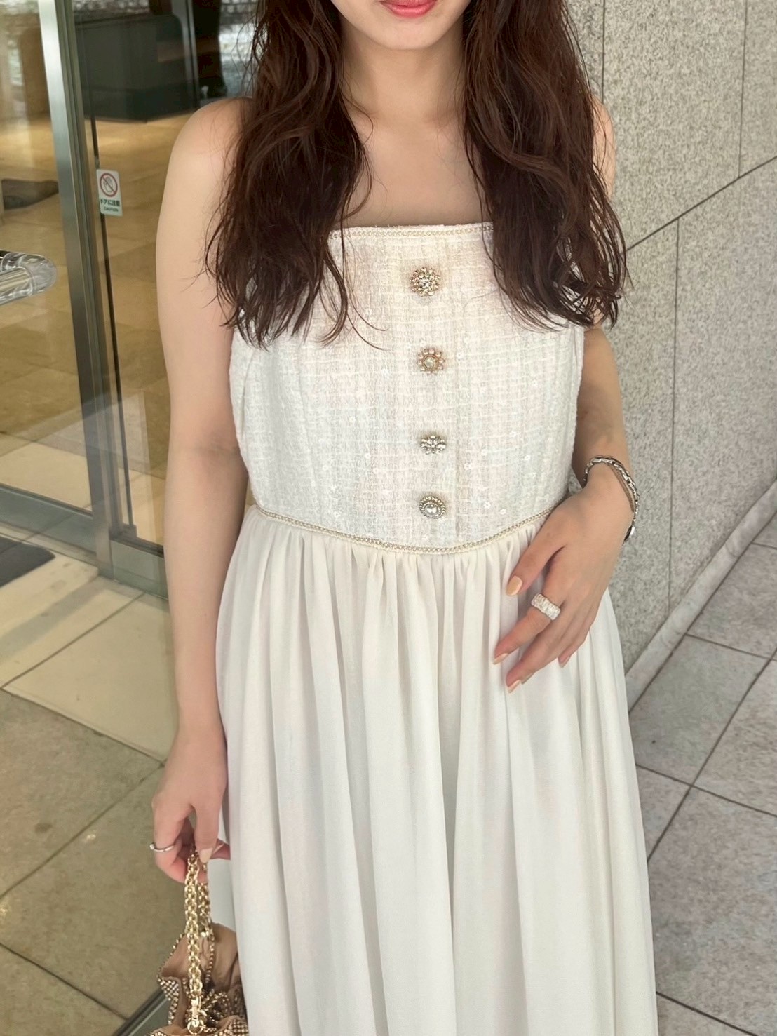 完売色[L.B CANDY STOCK]ツイードコンビホルターネックワンピース L.B CANDY STOCK]ツイードコンビホルターネックワンピース