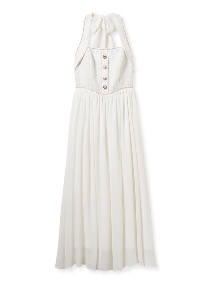 WEB限定カラー】[L.B CANDY STOCK]ツイードコンビホルターネック