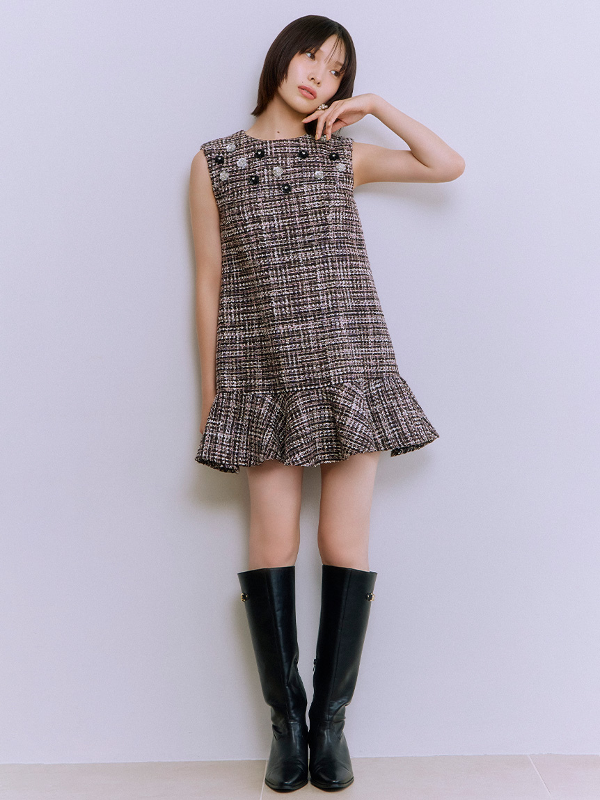 花柄ビジュー　ワンピース　candy stock Lily Brown LILY BROWN 【SALE60%OFF】【即納】 リリーブラウン ワンピース
