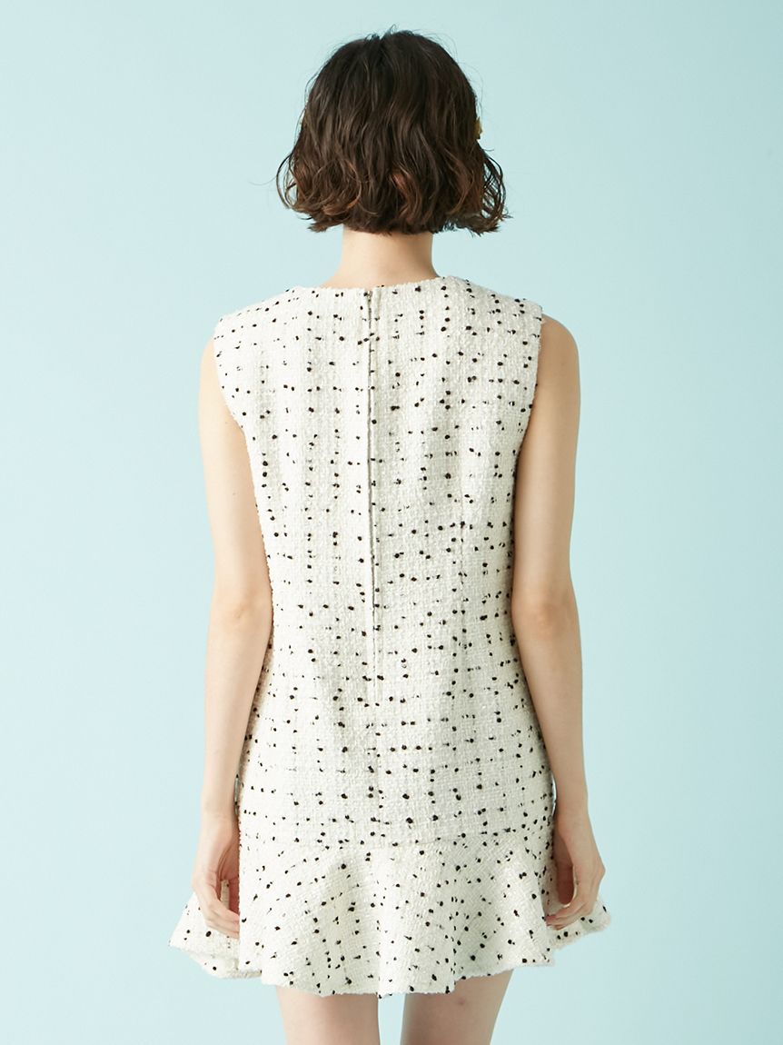 L.B CANDY STOCK]ツイードビジューAラインミニワンピース(ミニ